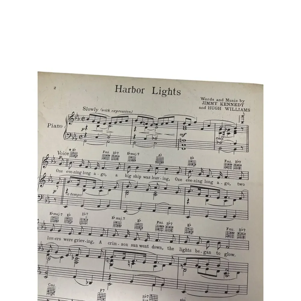 1937 Vintage Harbor‎ Lights Sheet Music Jimmy Kennedy Hugh Williams